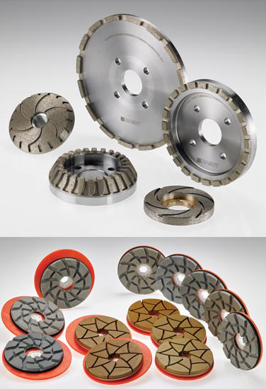 The Diamut range for edge polishers is available for all of the major machinery manufacturers, including calibrating wheels, pre-cutting wheels and generating grinder wheels. Diamut also has a new line of polishing wheels for edge polishing machines that 