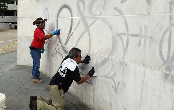 Restoring a white marble facade